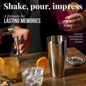 img 1 attached to 🍸 Mixology & Craft Bartender Kit: 8 Piece Stainless Steel Martini Cocktail Shaker Set with Stand – Perfect for Home Bar, Drink Mixing at Home, Includes Exclusive Recipe Cards