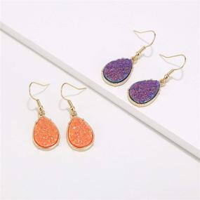 img 2 attached to 💎 Stunning BaubleStar Simulated Druzy Tear Drop Dangle Earrings: Chic and Glamorous