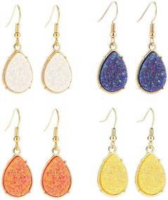 img 4 attached to 💎 Stunning BaubleStar Simulated Druzy Tear Drop Dangle Earrings: Chic and Glamorous