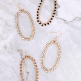 img 2 attached to 💎 RIAH FASHION Sparkling Rhinestone Geometric Hoop Earrings - Teardrop, Pear, Oval, Marquise, Circle, Multi-Cubic Crystal, Acrylic Pearl Drops