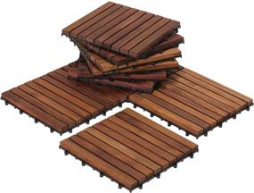 img 4 attached to 🔲 Bare Decor EZ-Floor Solid Teak Wood Oiled Finish Interlocking Flooring Tiles (Set of 10) - Long 9 Slat