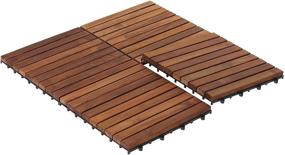 img 2 attached to 🔲 Bare Decor EZ-Floor Solid Teak Wood Oiled Finish Interlocking Flooring Tiles (Set of 10) - Long 9 Slat