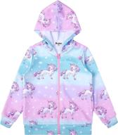 unicorn/cat girls zip up hoodie jacket with pockets in sweatshirt style logo