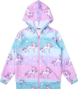 img 4 attached to Unicorn/Cat Girls Zip Up Hoodie Jacket with Pockets in Sweatshirt Style