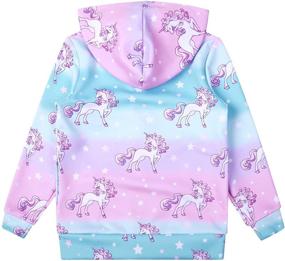 img 3 attached to Unicorn/Cat Girls Zip Up Hoodie Jacket with Pockets in Sweatshirt Style