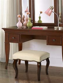 img 4 attached to Hillsdale Furniture Hamilton Backless Vanity Stool: Elegant Burnished Oak and Ivory Trim, Nail Head Accents