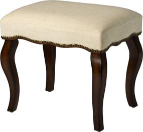 img 3 attached to Hillsdale Furniture Hamilton Backless Vanity Stool: Elegant Burnished Oak and Ivory Trim, Nail Head Accents