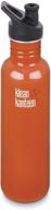 🔥 klean kanteen 27oz stainless steel bottle with sport cap in flame orange - ultimate hydration companion logo