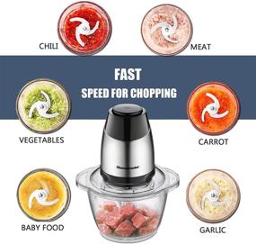 img 2 attached to 🔪 Homeleader 5-Cup Electric Food Chopper: Powerful 300W 1.2L Glass Bowl Grinder with Stainless Steel Motor Unit and 4 Sharp Blades - Perfect for Meat, Vegetables, Fruits, and Nuts