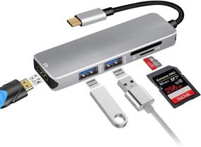 img 4 attached to 🔌 MacBook Pro USB C to HDMI Adapter Hub - 5 in 1 Type C Dock Adapter with 4K HDMI, 2 USB 3.0 Ports, SD & TF Card Reader - Compatible with MacBook Air & Other Type C Devices