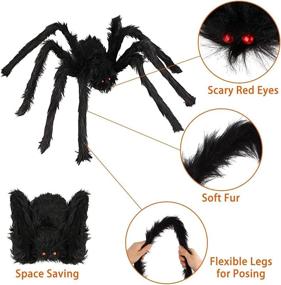 img 1 attached to 🕷️ Spook Up Your Halloween with LOVKIZ Realistic Giant Spider Decorations - 4 Pack, Various Sizes - Perfect for Indoor & Outdoor Halloween Décor!