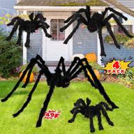 🕷️ spook up your halloween with lovkiz realistic giant spider decorations - 4 pack, various sizes - perfect for indoor & outdoor halloween décor! logo