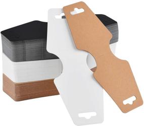 img 4 attached to 📦 Coopay 150 штук визиток для коллец: премиальные держатели из крафт-бумаги для ювелирных изделий, в том числе для ожерелий, браслетов и бирок, 4,7 x 2 дюйма (черные/коричневые/белые).