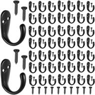 🧷 hotop 50-piece wall mounted robe hook set: single prong & double hole coat hooks with 110 screws for bath kitchen garage bedroom - black logo