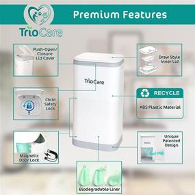 img 2 attached to 👶 TrioCare Odor-Sealing Diaper Pail - White, Over 12 Months Supply of 3150 Count Refill Bags - Lavender Scented Value Gift Set - Contemporary Design for Baby, Senior, Adult, and Pet Waste Disposal Dignity Bin