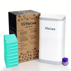img 4 attached to 👶 TrioCare Odor-Sealing Diaper Pail - White, Over 12 Months Supply of 3150 Count Refill Bags - Lavender Scented Value Gift Set - Contemporary Design for Baby, Senior, Adult, and Pet Waste Disposal Dignity Bin