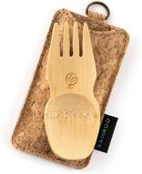 🌿 bamroo bamboo spork with cork case - 2 in 1 fork and spoon - lightweight camping utensils - eco-friendly sporks for backpacking, hiking, travel - unique wood spork logo