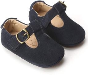 img 3 attached to Stylish and Comfortable Baby Girls Soft Sole Leather T-Strap Mary Jane Shoes for Infants and Toddlers