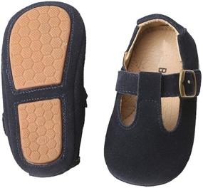 img 4 attached to Stylish and Comfortable Baby Girls Soft Sole Leather T-Strap Mary Jane Shoes for Infants and Toddlers