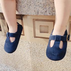 img 1 attached to Stylish and Comfortable Baby Girls Soft Sole Leather T-Strap Mary Jane Shoes for Infants and Toddlers
