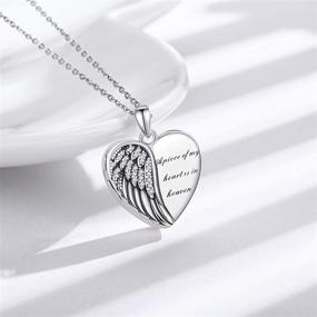 img 3 attached to 🕊️ Customized Memorial Angel Wing Locket Necklace - 925 Sterling Silver Guardian Heart Shaped Locket Necklace for Women and Girls: Hold Pictures and Memories with this Special Memory Jewelry Gift