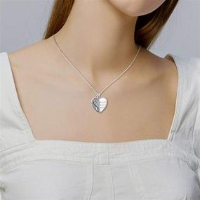 img 1 attached to 🕊️ Customized Memorial Angel Wing Locket Necklace - 925 Sterling Silver Guardian Heart Shaped Locket Necklace for Women and Girls: Hold Pictures and Memories with this Special Memory Jewelry Gift