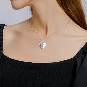 img 2 attached to 🕊️ Customized Memorial Angel Wing Locket Necklace - 925 Sterling Silver Guardian Heart Shaped Locket Necklace for Women and Girls: Hold Pictures and Memories with this Special Memory Jewelry Gift