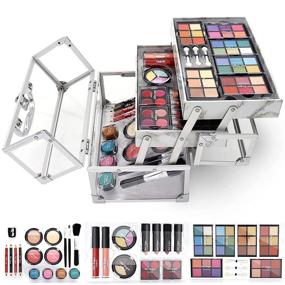 img 3 attached to 🎁 Hot Sugar All-in-One Mixed Beauty Makeup Kit | Train Case with Matte Shimmer Eyeshadow Palette, Blushes, Lipstick, and Stylish Jewelry Box | Ideal Birthday Gifts for Teenager Girls and Women | Clear
