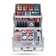 🎁 hot sugar all-in-one mixed beauty makeup kit | train case with matte shimmer eyeshadow palette, blushes, lipstick, and stylish jewelry box | ideal birthday gifts for teenager girls and women | clear logo