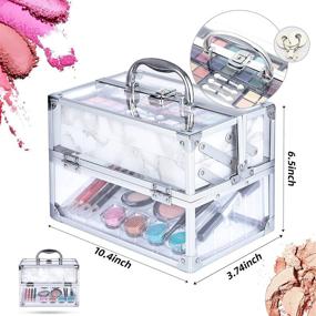 img 1 attached to 🎁 Hot Sugar All-in-One Mixed Beauty Makeup Kit | Train Case with Matte Shimmer Eyeshadow Palette, Blushes, Lipstick, and Stylish Jewelry Box | Ideal Birthday Gifts for Teenager Girls and Women | Clear