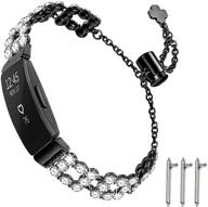 💎 dilando bling wristbands: stylish metal replacement bracelet for fitbit inspire 2/inspire hr - rhinestone strap for women (black) logo