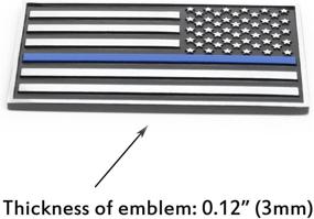 img 1 attached to 🚗 Enhance your vehicle with USA American 3D Metal Flag x2 emblems for Cars Trucks in sleek Black & Chrome, featuring Thin Blue Line