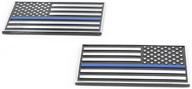 🚗 enhance your vehicle with usa american 3d metal flag x2 emblems for cars trucks in sleek black & chrome, featuring thin blue line logo