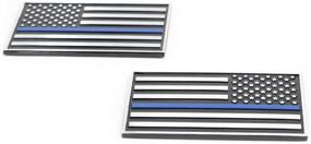 img 2 attached to 🚗 Enhance your vehicle with USA American 3D Metal Flag x2 emblems for Cars Trucks in sleek Black & Chrome, featuring Thin Blue Line