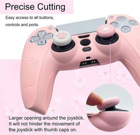 img 3 attached to BRHE PS5 Controller Skin Grip Cover Anti-Slip Silicone Protector Rubber Case Cute Kawaii Accessories Set Gamepad Joystick Shell with 2 Thumb Grip Caps (Full Coverage, Pink)