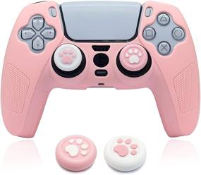 img 4 attached to BRHE PS5 Controller Skin Grip Cover Anti-Slip Silicone Protector Rubber Case Cute Kawaii Accessories Set Gamepad Joystick Shell with 2 Thumb Grip Caps (Full Coverage, Pink)