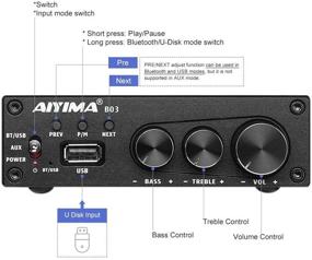 img 2 attached to AIYIMA B03 2 Channel Bluetooth 5.0 Receiver Amplifiers: Powerful 160W x 2 TDA7498E Stereo Subwoofer Amp for HiFi Class D Audio Experience with Treble Bass Adjust & USB Music Player - Ideal for Home Desktop Speakers
