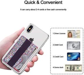 img 1 attached to 📱 Stylish RFID Blocking Card Holder: CASZONE Phone Grip Card Pockets with Hand Strap for Most Smartphones - Multicolor Sequins Sparkly Design