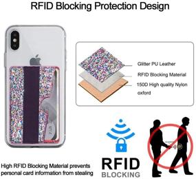 img 3 attached to 📱 Stylish RFID Blocking Card Holder: CASZONE Phone Grip Card Pockets with Hand Strap for Most Smartphones - Multicolor Sequins Sparkly Design