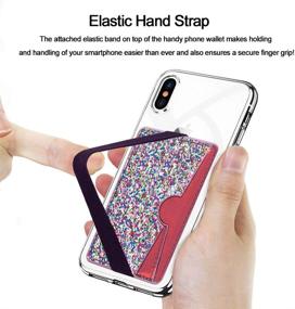 img 2 attached to 📱 Stylish RFID Blocking Card Holder: CASZONE Phone Grip Card Pockets with Hand Strap for Most Smartphones - Multicolor Sequins Sparkly Design