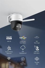 img 3 attached to Imou Cruiser 4MP Outdoor Security Camera with Floodlight, Sound Alarm, and 2.4G Wi-Fi, IP66 Weatherproof 2K Bullet Camera, Full Color Night Vision IP Camera with Pan/Tilt, 2-Way Talk