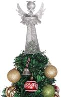🎄 amosfun angel christmas tree topper: elegant silver coated metal xmas tree decoration for holiday home, office, shopping mall decor logo