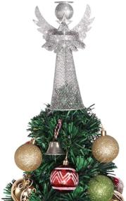 img 4 attached to 🎄 Amosfun Angel Christmas Tree Topper: Elegant Silver Coated Metal Xmas Tree Decoration for Holiday Home, Office, Shopping Mall Decor
