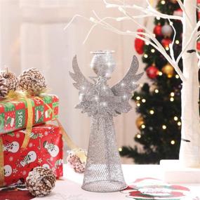 img 2 attached to 🎄 Amosfun Angel Christmas Tree Topper: Elegant Silver Coated Metal Xmas Tree Decoration for Holiday Home, Office, Shopping Mall Decor