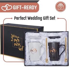 img 3 attached to KEDRIAN Mr & Mrs Mug Set - Elegant Couple Gifts: Best Wedding, Anniversary, Engagement & Newlyweds Gifts