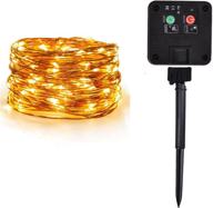 🌞 solar light string 100 led 33ft waterproof outdoor string lights for christmas, terrace, path, party, lawn, garden, wedding, holiday decoration - warm white логотип