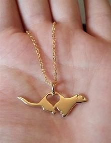 img 1 attached to ❤️ Fashion Ferret Engraved Love Heart Necklace: A Classy Animal Hollow Pendant Jewelry by NOUMANDA