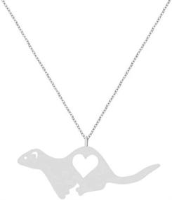 img 2 attached to ❤️ Fashion Ferret Engraved Love Heart Necklace: A Classy Animal Hollow Pendant Jewelry by NOUMANDA