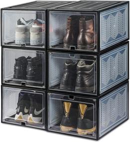 img 4 attached to Starogegc X-Large Stackable Shoe Storage Box - Luxury 👟 Clear Organizer Containers 6 Pack - Sneaker Collection and Display Case