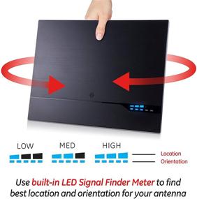 img 3 attached to Усиленная HD телевизионная антенна от GE с дисплеем индикатором уровня сигнала LED, поддержка дальней дистанции для 4K 1080P UHF VHF телеканалов, усилитель сигнала с усилителем, в комплекте 10-футовый коаксиальный кабель и сетевой адаптер - для использования в помещении, модель 40529.